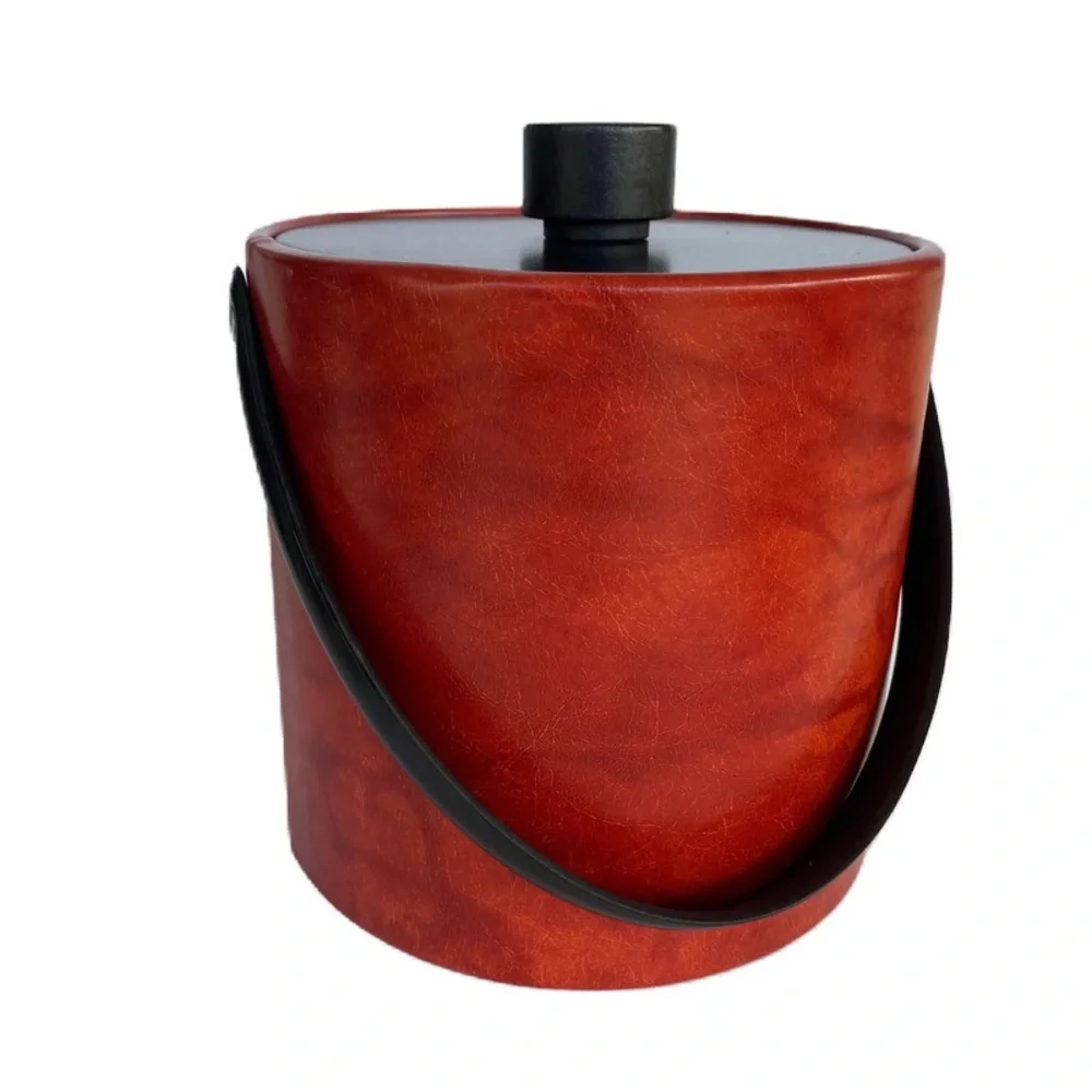 IRWINWARE • Vintage Retro 1970s Orange Marbled Ice Bucket